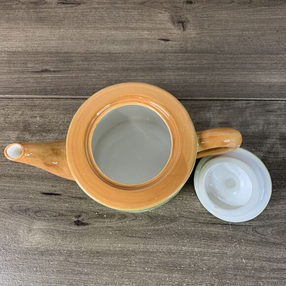 Vintage Teapot Hand Painted Flowers Ceramic Teapot Designpac Green 4 Inch - Picture 6 of 9